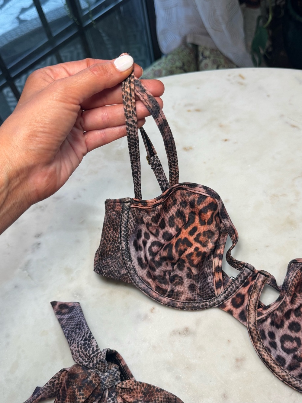 🥥🐆 ASOS Brown and Black Animal Print Tie Bikini‎ Set with Full Cup Top 🐆🥥 - Picture 4 of 10